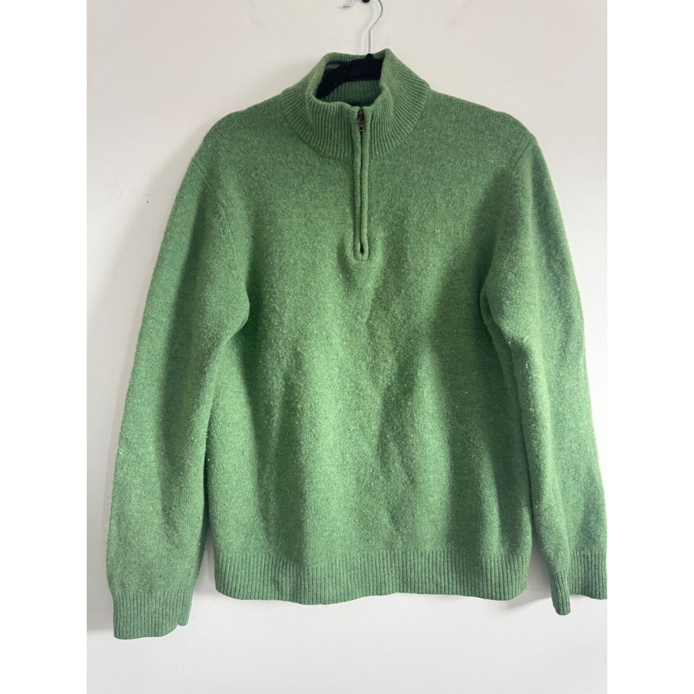 Boden Mens Green 100% Lambswool Quarter Zip Pullover Sweater Large MK 079